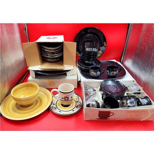 Assorted Dish Lot w/ Floral Dish Set, Teacups & Saucers, & More