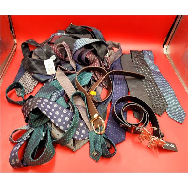 Lot of Assorted Men's Ties & 2 Belts
