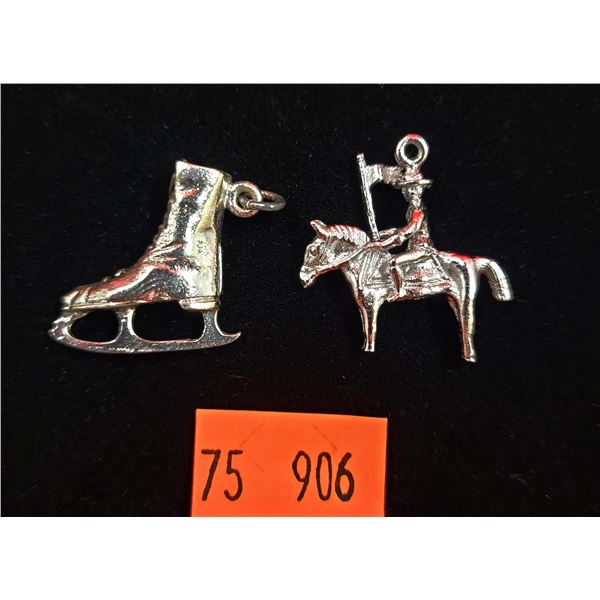 2 Sterling Charms/Pendants (Skate & RCMP)
