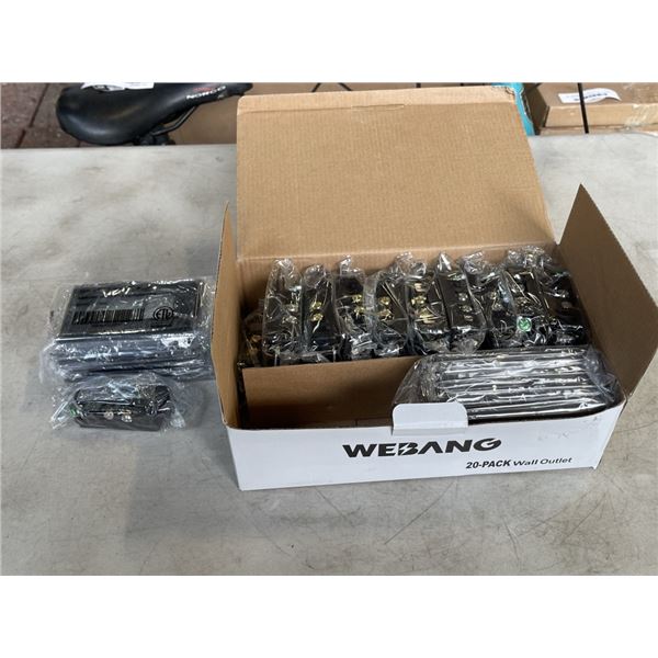 NEW CASE OF 20 OUTLETS AND PLATE COVERS