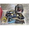 Image 2 : TOTE OF POWER TOOLS, INCLUDING MAKITA SAWS ALL, ROUTER ETC