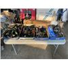 Image 1 : 4 TRAYS OF MOTORCYCLE PARTS - BREAK LIGHTS, TUBES, MIRRORS, ETC
