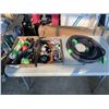 Image 1 : 2 TRAYS OF TOOLS, GUAGES, ETC AND ELECTRICAL WIRE