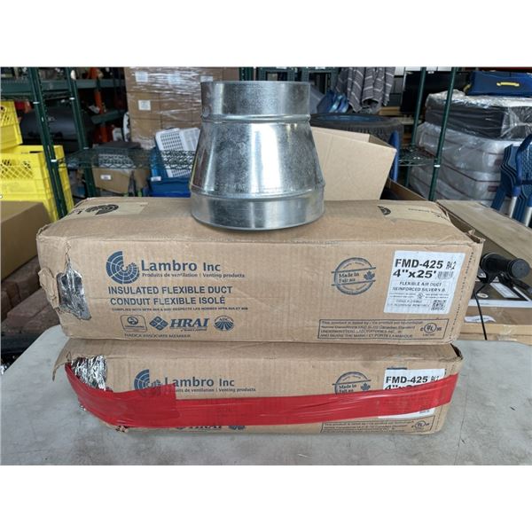 2 LAMBRO INSULATED 4 x25' FLEXIBLE DUCTS