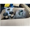 Image 2 : BOX OF VASES AND WHITE CERAMIC GARBAGE BIN
