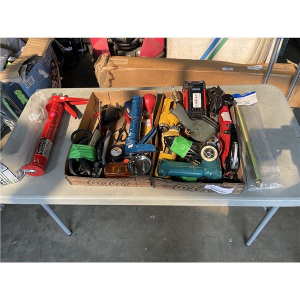 2 TRAYS OF POWER AND HAND TOOLS, ETC