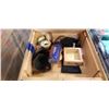 Image 2 : WOOD CRATE W/ SKATEBOARD WHEELS, GOLF BASKETS, AND SELFIE STICK