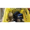 Image 2 : BOX AND CRATE OF ESTATE GOODS - GOLF BALLS, BRASS TEAPOT, SAFETY FLASHERS, ETC