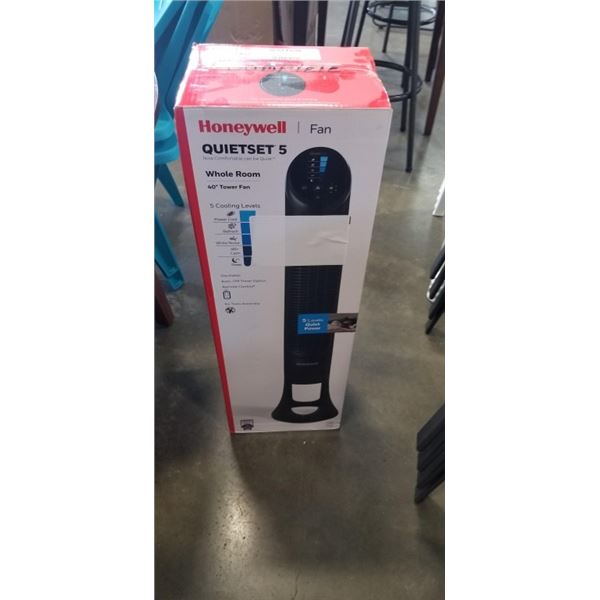 HONEYWELL QUIET SET 5 SPEED 40" OSCILLATING TOWER FAN - TESTED WORKING, RETAIL $217