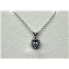 Image 1 : 14KT WHITE GOLD NATURAL TANZANITE AND DIAMOND PENDANT WITH STERLING SILVER CHAIN, RETAIL $500.00. TA