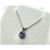 Image 2 : 14KT WHITE GOLD NATURAL TANZANITE AND DIAMOND PENDANT WITH STERLING SILVER CHAIN, RETAIL $500.00. TA