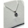 Image 3 : 14KT WHITE GOLD NATURAL TANZANITE AND DIAMOND PENDANT WITH STERLING SILVER CHAIN, RETAIL $500.00. TA