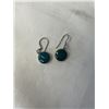Image 1 : PAIR OF 925 STERLING SILVER W/ GREEN STONE DANGLE EARRINGS MARKED 925