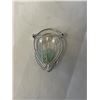 Image 2 : HAND CRAFTED SILVER W/ 3 PEARLS AND GREEN NATURAL STONE BROOCH