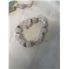 Image 2 : NATURAL ROSE QAURTZ STONE AND LARGE BEAD STRETCH BRACELET WITH ROSE QUARTZ HAND CRAFTED NECKLACE