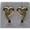 Image 1 : 14KT YELLOW GOLD NATURAL ENHANED RUBY HEART SHAPE EARRING, RETAIL $400.00. RUBY IS THE BIRTHSTONE FO