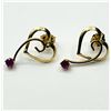 Image 3 : 14KT YELLOW GOLD NATURAL ENHANED RUBY HEART SHAPE EARRING, RETAIL $400.00. RUBY IS THE BIRTHSTONE FO