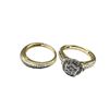 Image 5 : GOLD PLATED STERLING SILVER NATURAL DIAMOND (0.17CT) ENGAGEMENT RING AND WEDDING BAND, SIZE 8, W/A $