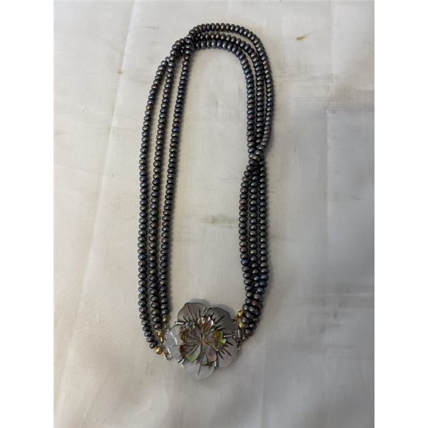 TRIPLE STRAND FRESHWATER CULTURED BLACK PEARL NECKLACE