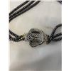 Image 3 : TRIPLE STRAND FRESHWATER CULTURED BLACK PEARL NECKLACE