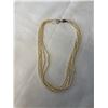 Image 1 : VINTAGE TINY 5 STRAND FRESHWATER PEARL NECKLACE W/ ORIGINAL STERLING SILVER CLASP