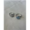 Image 1 : 2 SILVER W/ VENETIAN MILLE FIORE GLASS STONE RINGS