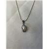 Image 2 : WHITE GOLD PLATED W/ GENUINE PEARL PENDANT AND CHAIN NECKLACE MARKED EA 18K GF