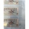 Image 3 : 3 MINT 1986 CANADIAN $2 BILLS IN SEQUENCE 0408-0410 LAST ISSUE