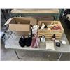 Image 1 : CRATE OF BEUTY ITEMS AND BATH SALTS, AND BOX OF LADIES SLIPPERS, HAIR ROLLERS, ETC
