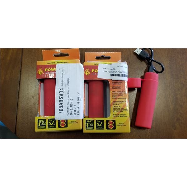 3 PANTHER VISION POWERPAW 501 RECHARGABLE ELECTRIC HAND WARMERS - TESTED WORKING, TOTAL RETAIL $72
