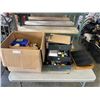 Image 1 : BOX OF OFFICE SUPPLIES WITH BRIEFCASE, ORGANIERS + PENS, PENCILS, PAPER STAPLES AND MORE
