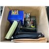 Image 3 : BOX OF OFFICE SUPPLIES WITH BRIEFCASE, ORGANIERS + PENS, PENCILS, PAPER STAPLES AND MORE
