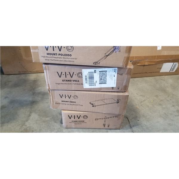VIVO DOUBLE MONITOR DESK MOUNT, KEYBOARD TRAY AND  SINGLE MONITOR DESK MOUNT, AND SINGLE MONITOR ADJ
