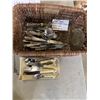 Image 1 : BASKET OF ASSORTED ANTIQUE CUTLERY, INCLDUING SOME SILVER