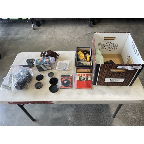 ASSORTED VINTAGE CAMERA FILTERS AND ACCESSORIES