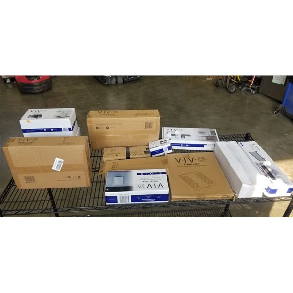 LARGE LOT OF ASSORTEC VIVO MOUNTS, ACCESSORIES, CABLE MANAGEMENT ETC