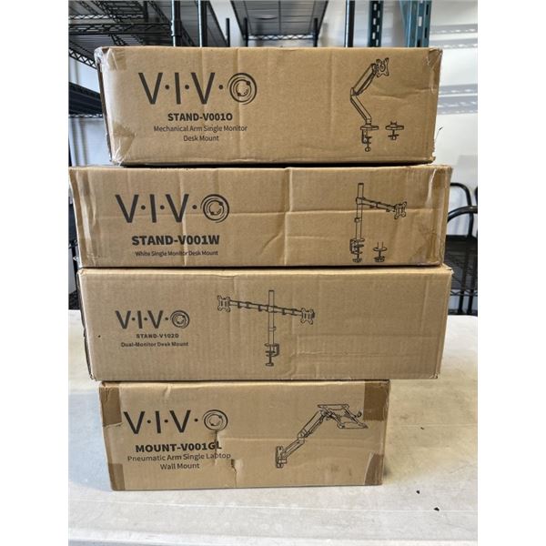 VIVO DOUBLE MONITOR DESK MOUNT, KEYBOARD TRAY AND  SINGLE MONITOR DESK MOUNT, AND SINGLE MONITOR ADJ
