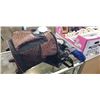 Image 2 : BOX OF HOUSEHOLD ITEMS, INCLUDING LIGHT, SHELF, ETC AND BAGS, ROLLING COOLER BAG ETC