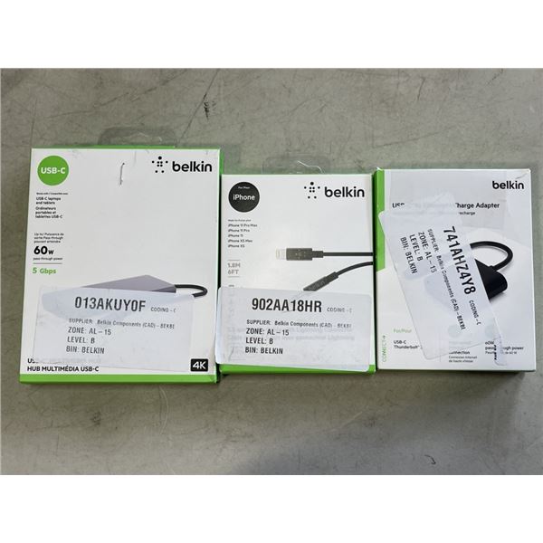 BELKIN USB-C MULTIMEDIA HUB, ETHERNET AND CHARGE ADAPTOR AND AUDIO CABLE TO LIGHTNING