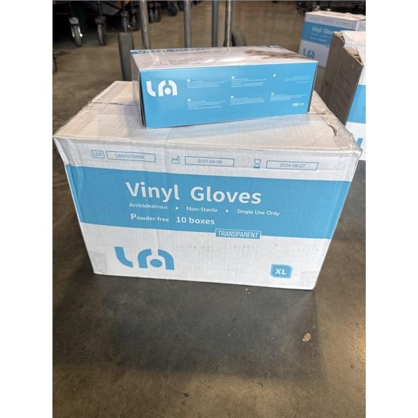 NEW CASE OF SIZE X- LARGE VINYL GLOVES, 10 BOXES OF 100PC