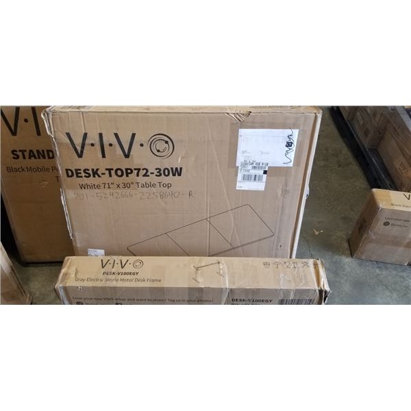 VIVO WHITE 71 X 30 ELECTRIC SIT TO STAND DESK WITH GRAY SINGLE MOTOR DESK FRAME