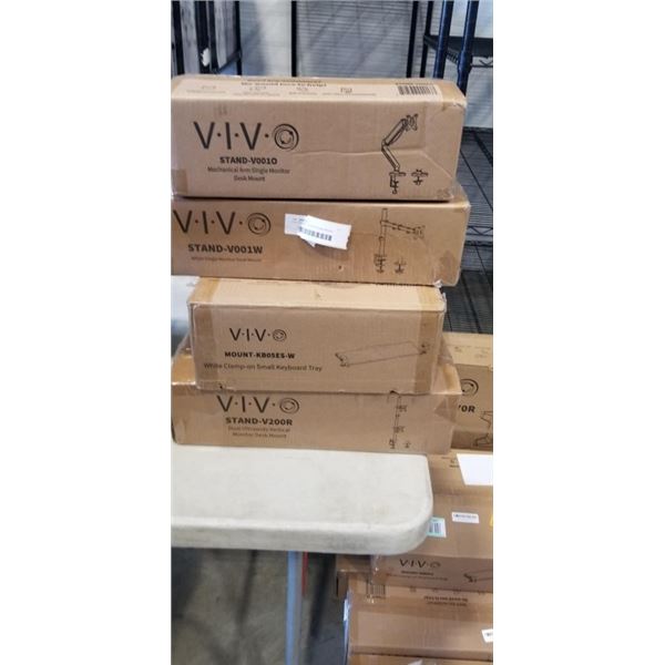 VIVO DOUBLE MONITOR DESK MOUNT, KEYBOARD TRAY AND  SINGLE MONITOR DESK MOUNT, AND SINGLE MONITOR ADJ