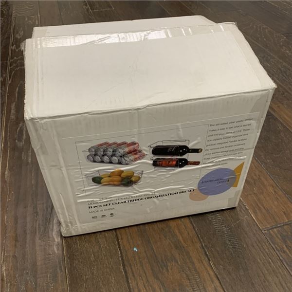 NEW 11 PIECE FRIDGE CLEAR ORGANIZATION BIN SET