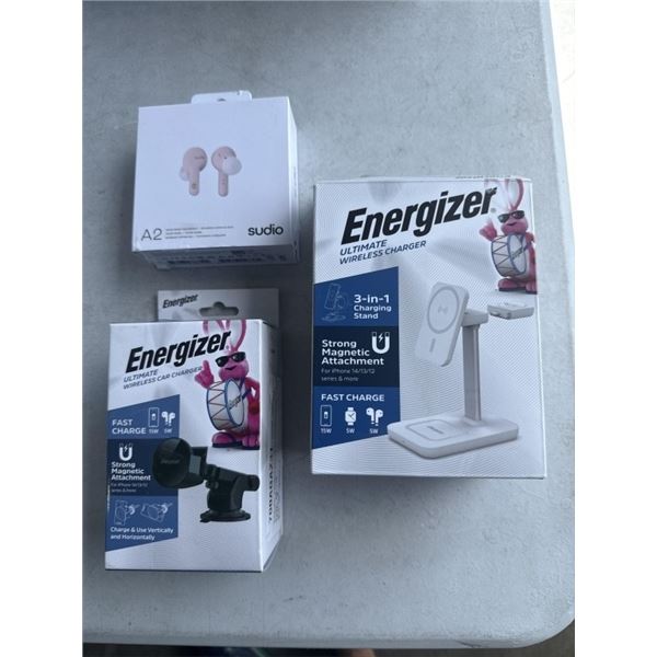 ENERGIZER ULTIMATE FAST CHARGE WIRELESS 3 IN 1 CHARGING STAND, ENERGIZER ULTIMATE WIRELESS CAR CHARG