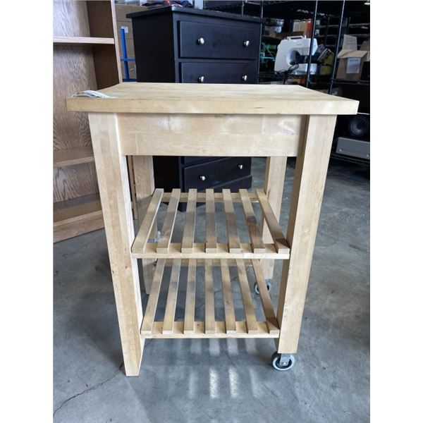 BUTCHER BLOCK ROLLING KITCHEN ISLAND