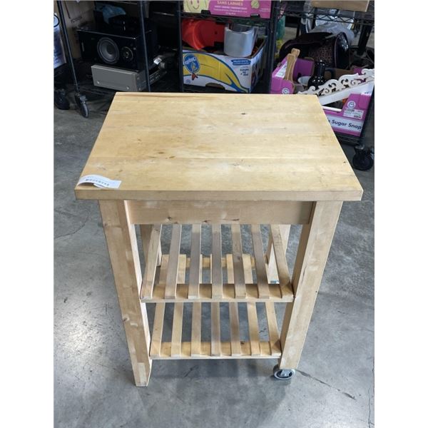 BUTCHER BLOCK ROLLING KITCHEN ISLAND