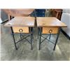 Image 1 : WOOD AND CAST IRON MATCHING END TABLES W/ 1 DRAWER