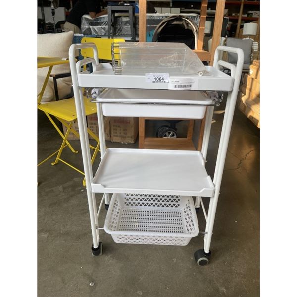 NEW WHITE ROLLING 3 TIER ORAGANIZING CART
