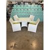 Image 2 : NEW WHITE RATTAN GLASS TOP SQUARE PATIO TABLE WITH 4 CHAIRS, AND CUSHIONS, ALUMINUM FRAME AND PE RAT