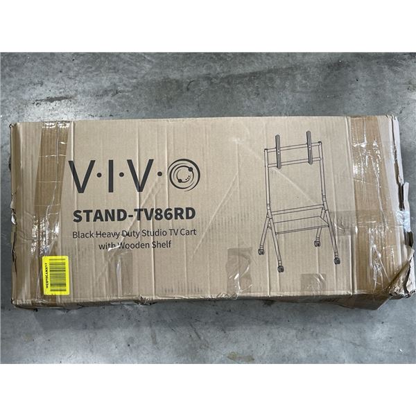 VIVO HEAVY DUTY ROLLING STUDIO TV CART WITH WOODEN SHELF